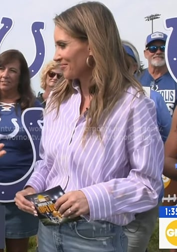 Rhiannon's lavender striped shirt on Good Morning America