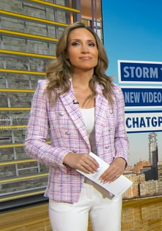 Rhiannon's pink tweed blazer on Good Morning America