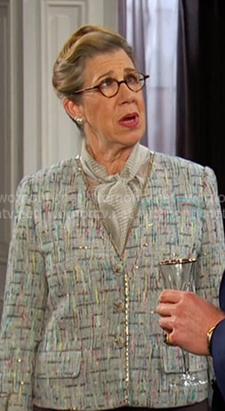 Rita's v-neck tweed jacket on Days of our Lives