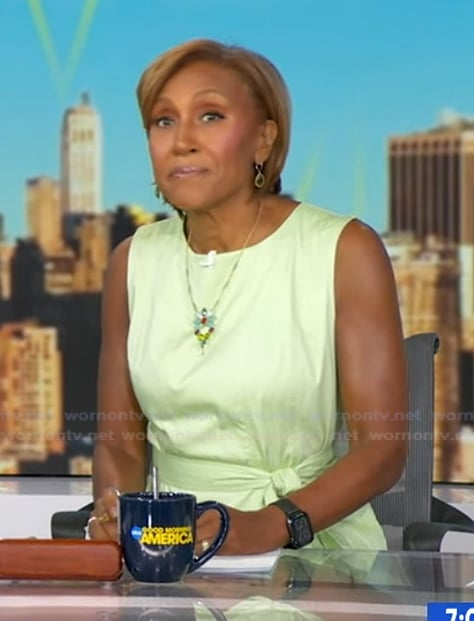 Robin's green tie waist dress on Good Morning America