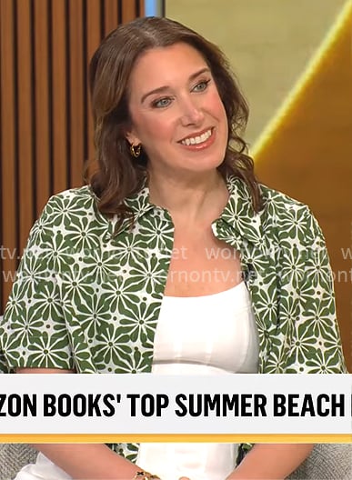 Sarah Gelman's green printed shirt on CBS Mornings