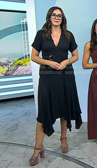 Savannah's black handkerchief hem wrap dress on Today