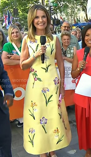 Savannah's yellow floral embroidered dress on Today