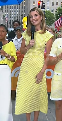 Savannah’s yellow textured check dress on Today