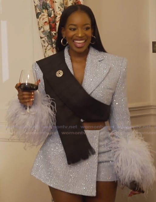 Shamea's blue metallic blazer and mini skirt on The Real Housewives of Atlanta