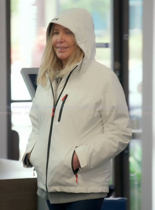 Shannon's white hooded jacket on The Real Housewives of Orange County