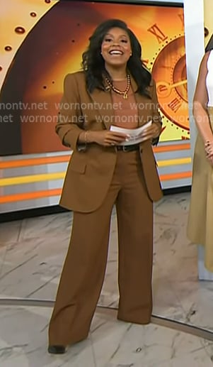 Sheinelle's brown blazer and pant suit on Today