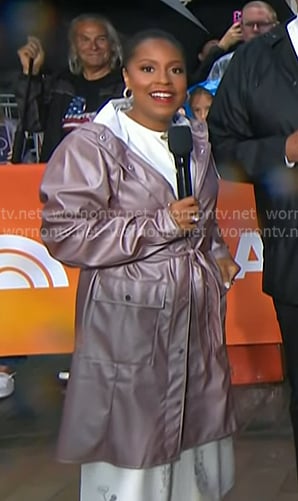 Sheinelle's pink rain coat on Today