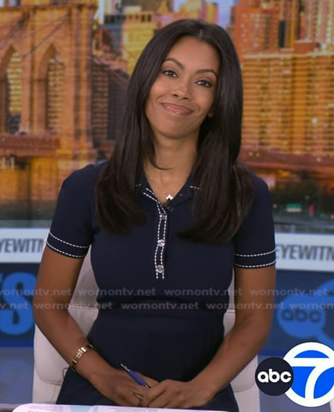Shirleen's navy contrast stitch dress on Good Morning America