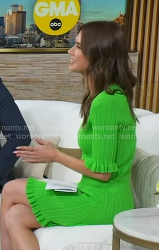 Sophie Flay's green ribbed mini dress on Good Morning America