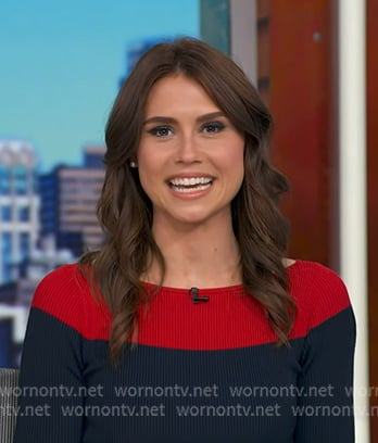 Sophie's navy and red colorblock ribbed dress on Good Morning America