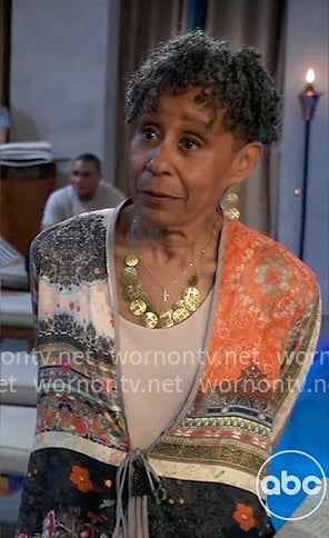 Stella's printed cardigan on General Hospital