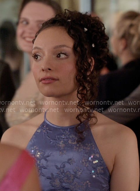 Tiffany's blue embroidered gown on Elle