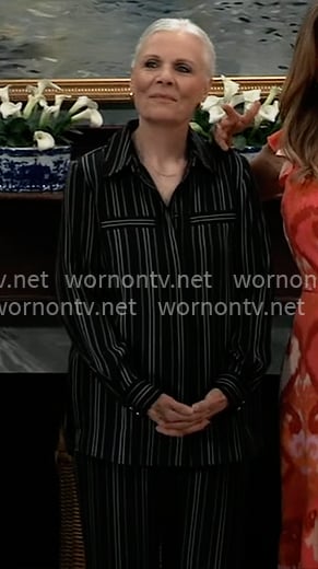 Tracy's black striped top and pants set on General Hospital