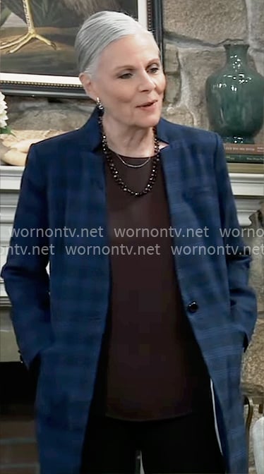 Tracy's blue checked blazer on General Hospital