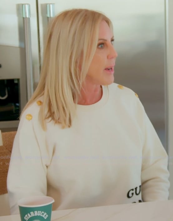Vicki's button shoulder sweater on The Real Housewives of Orange County