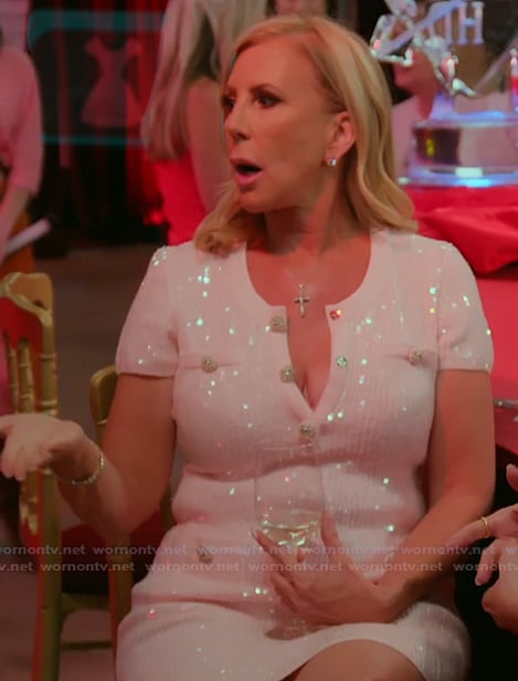 Vicki's pink sequin mini dress on The Real Housewives of Orange County