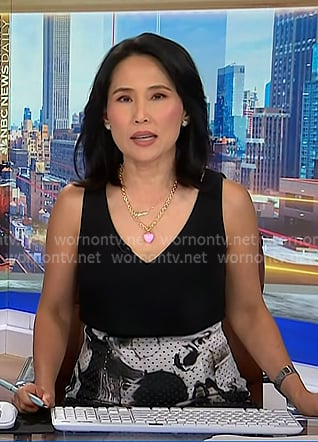 Vicky's black top and floral skirt on NBC News Daily