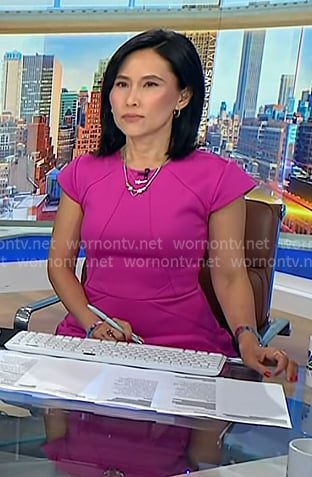 Vicky's fuchsia pink cap sleeve dress on NBC News Daily