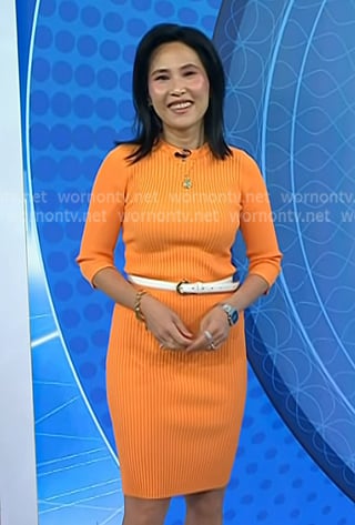 Vicky's orange ribbed knit dress on Today