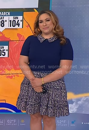 Violeta's blue print collared dress on NBC News Daily