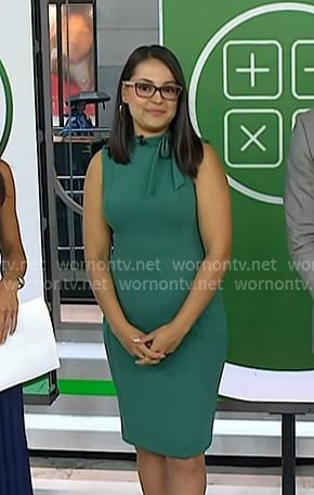 Yanely Espinal's green tie neck sheath dress on Today
