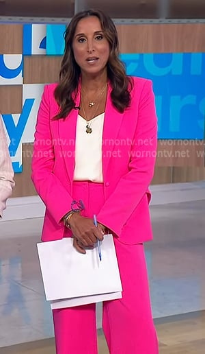 Yasmin's neon pink blazer and pants on NBC News Daily