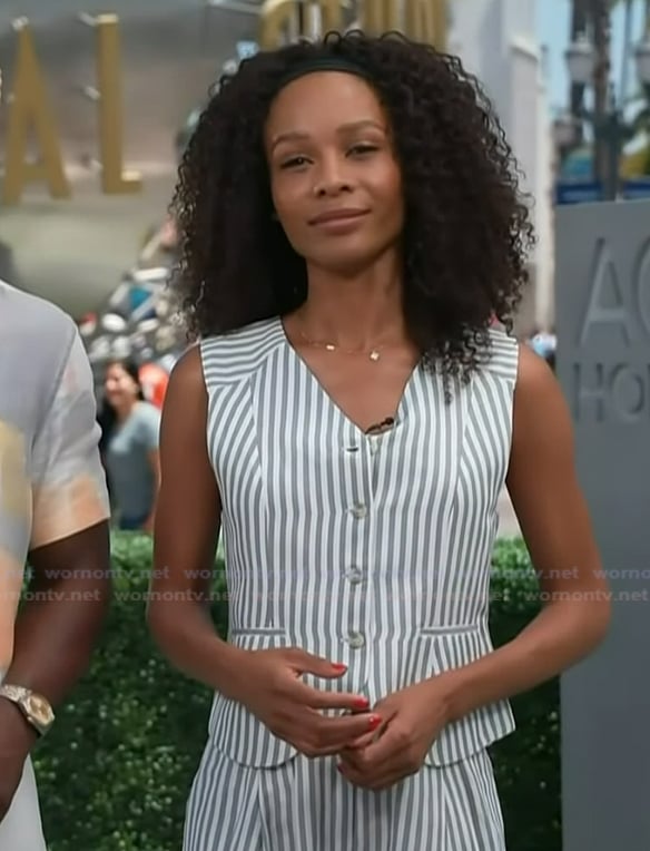 Zuri's striped vest and shorts on Access Hollywood