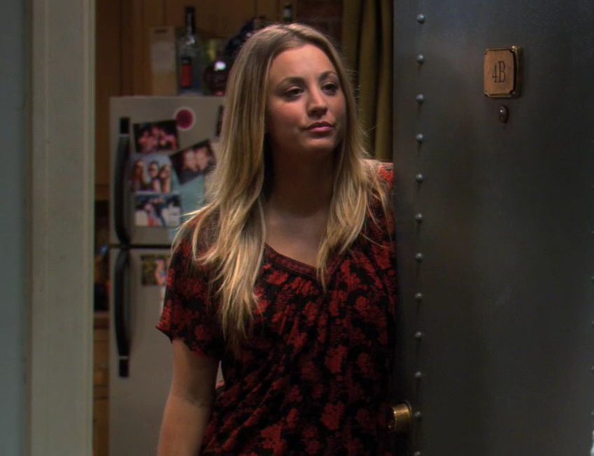 Penny’s black and red top on The Big Bang Theory