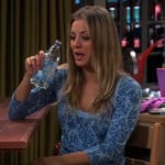 Pennys light blue damask patterned top on The Big Bang Theory