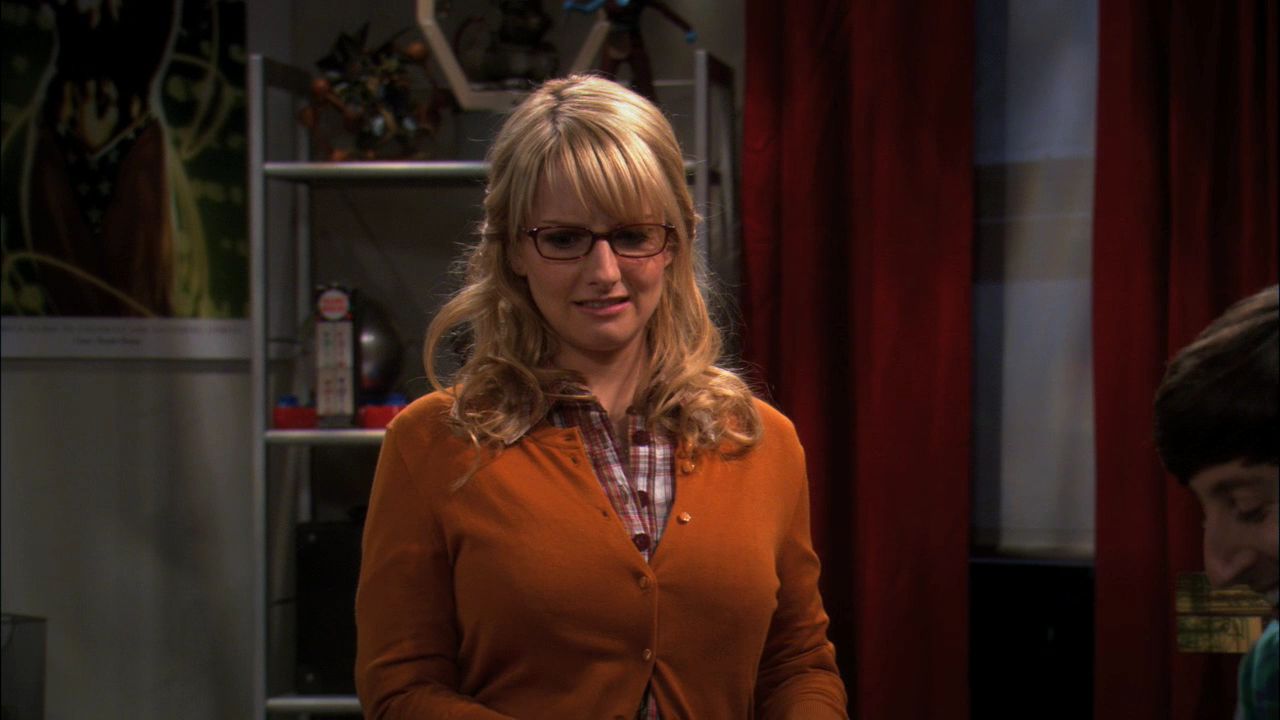 Bernadettes orange cardigan on The Big Bang Theory
