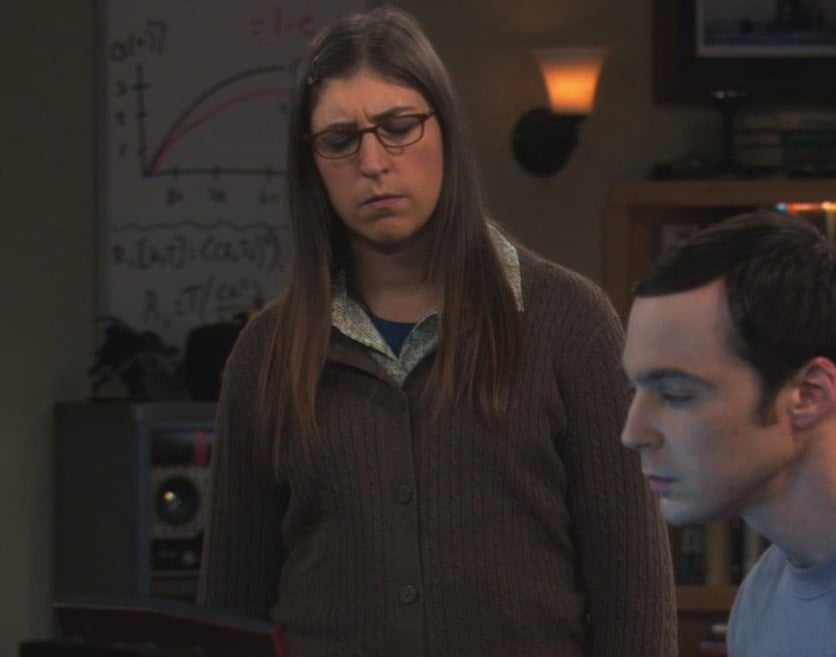 Amy’s brown knit sweater on The Big Bang Theory