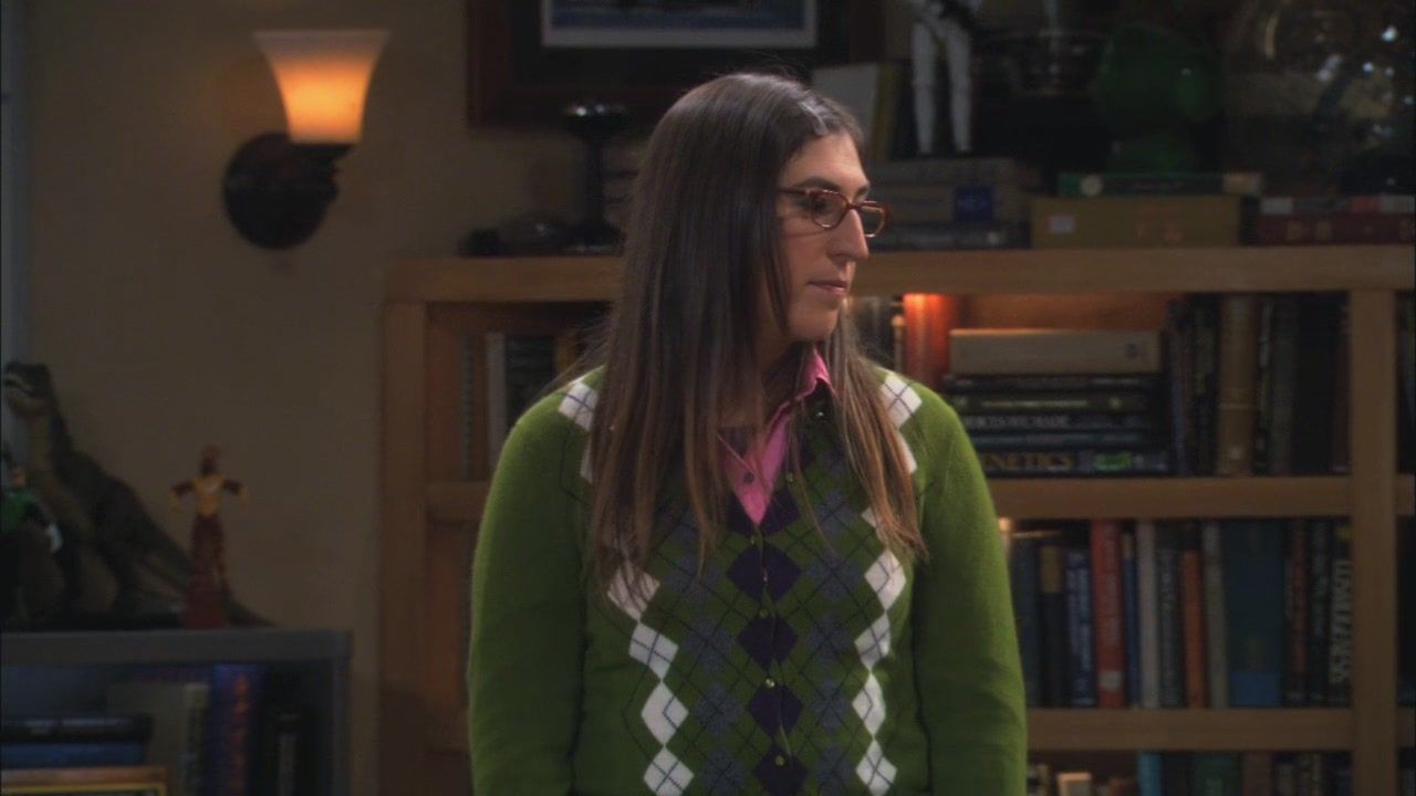 Amy’s green check sweater on The Big Bang Theory