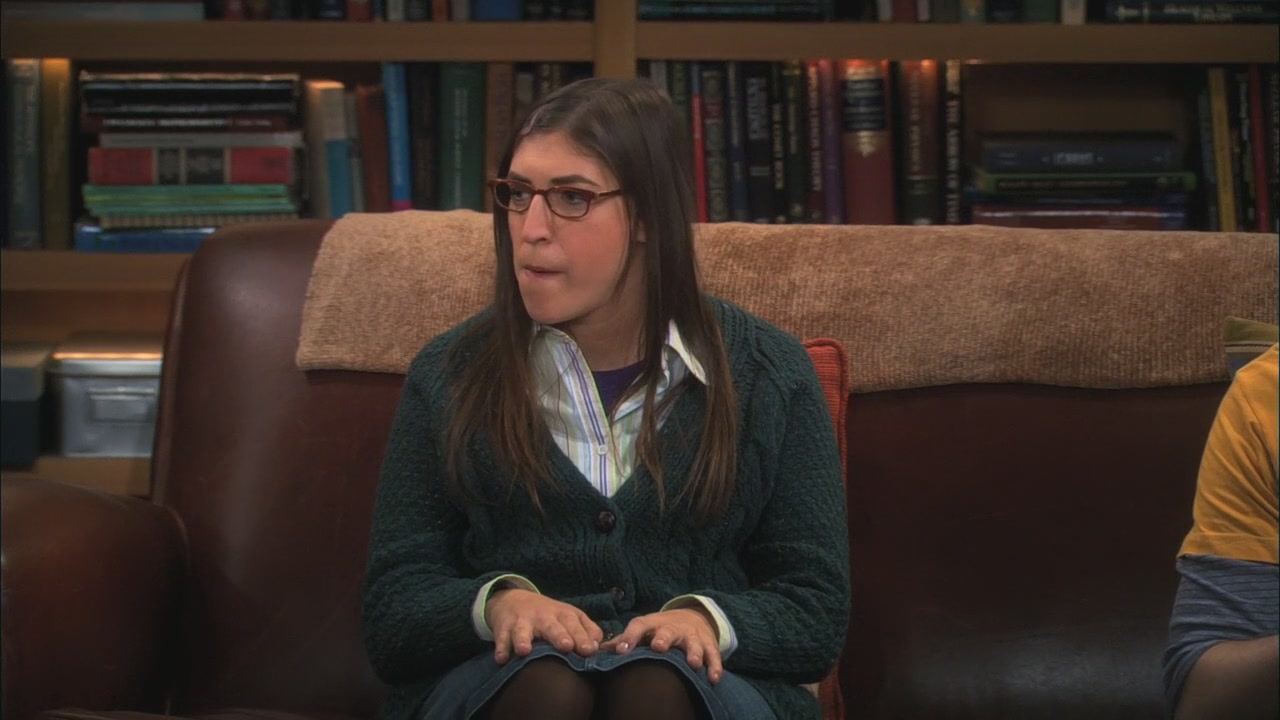 Amy’s green knit cardigan on The Big Bang Theory