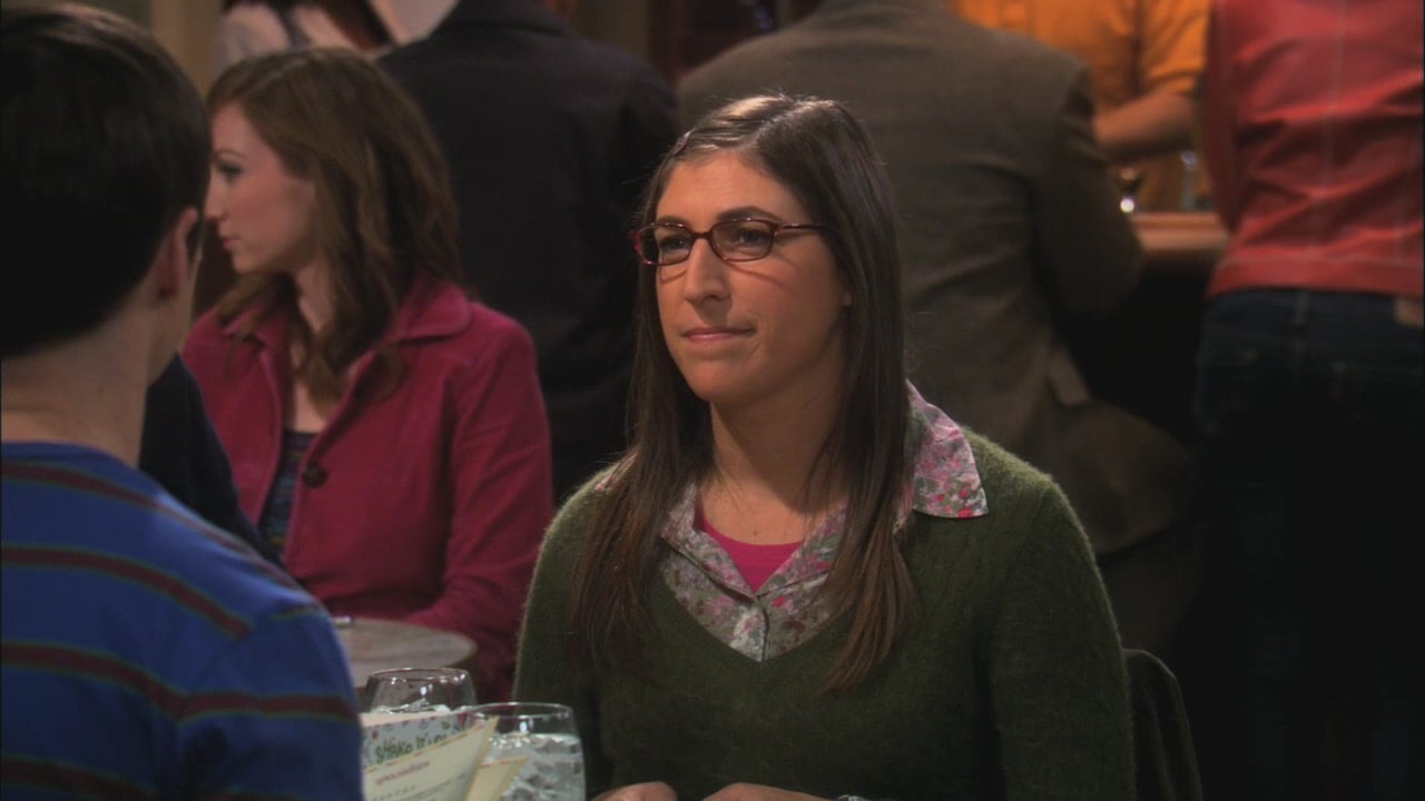 Amy’s green sweater on The Big Bang Theory