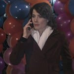 Robin’s burgundy coat with cream scarf on How I met your mother