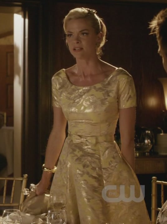 Lemon’s gold cap sleeve dress with a bow on Hart of Dixie