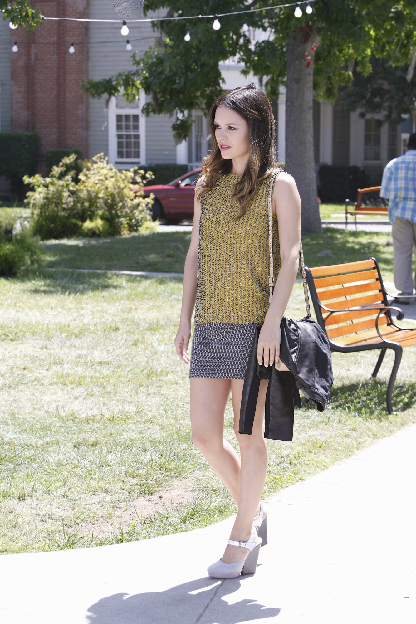 Zoe’s yellow beaded top and mini skirt on Hart of Dixie