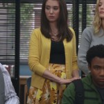 Annie’s yellow skirt and cardigan