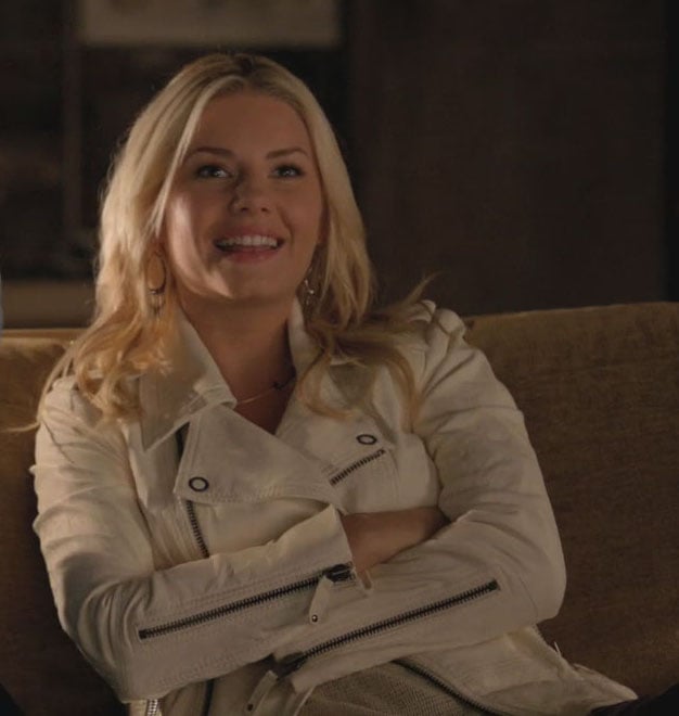 Alex’s white zip sleeve jacket on Happy Endings