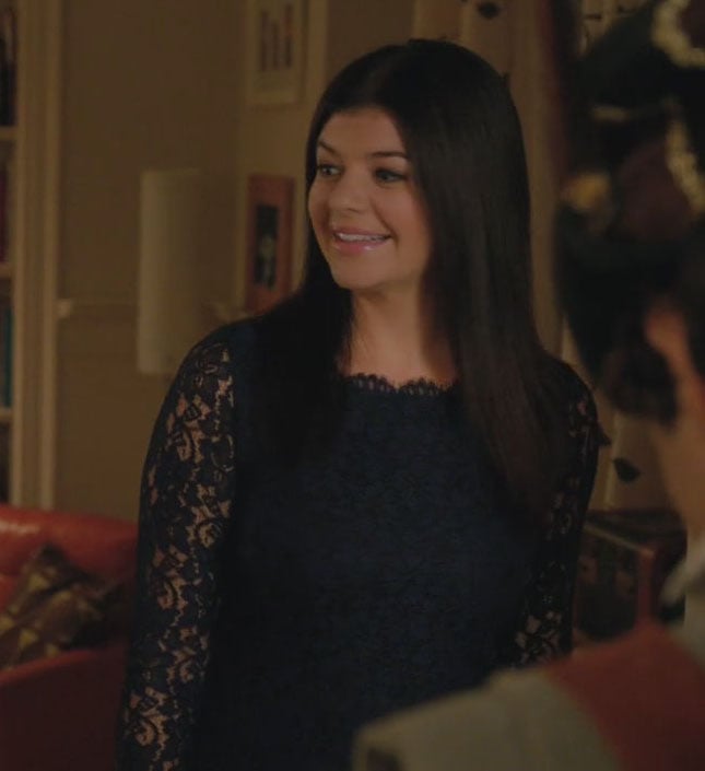 Penny’s navy blue lace dress on Happy Endings