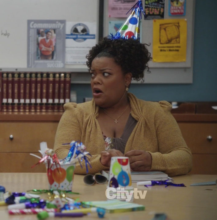 Shirley’s yellow cardigan on Community
