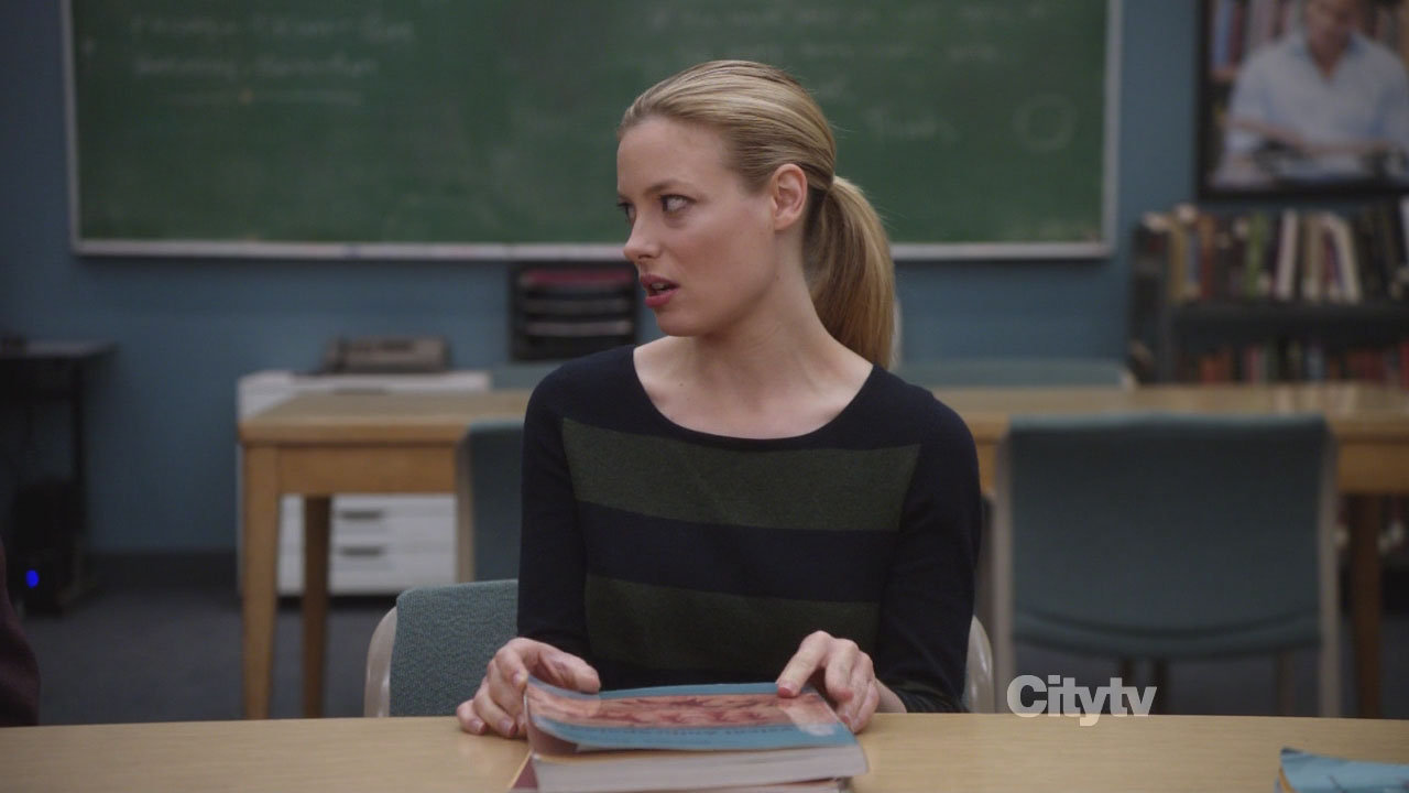 Britta’s navy stripe sweater on Community