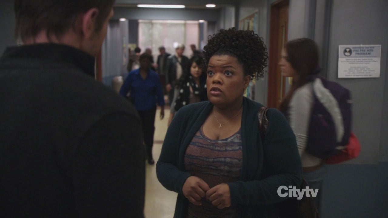 Shirley’s grey open cardigan on Community