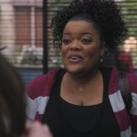 Shirley’s red and white striped open cardigan on Community