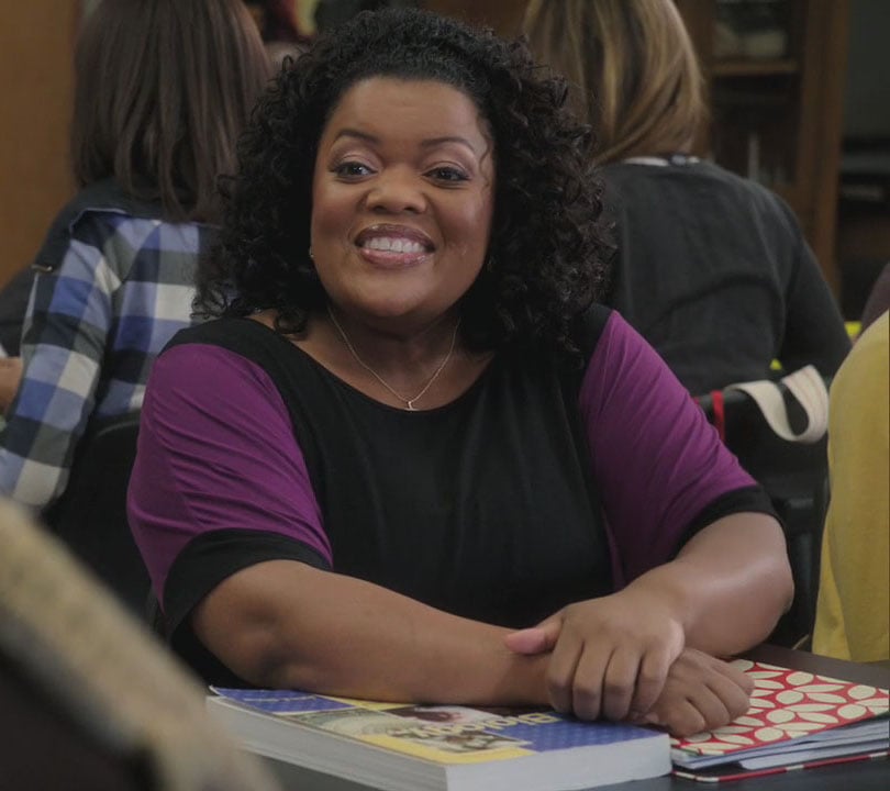 Shirley’s purple/black colorblock blouse on Community