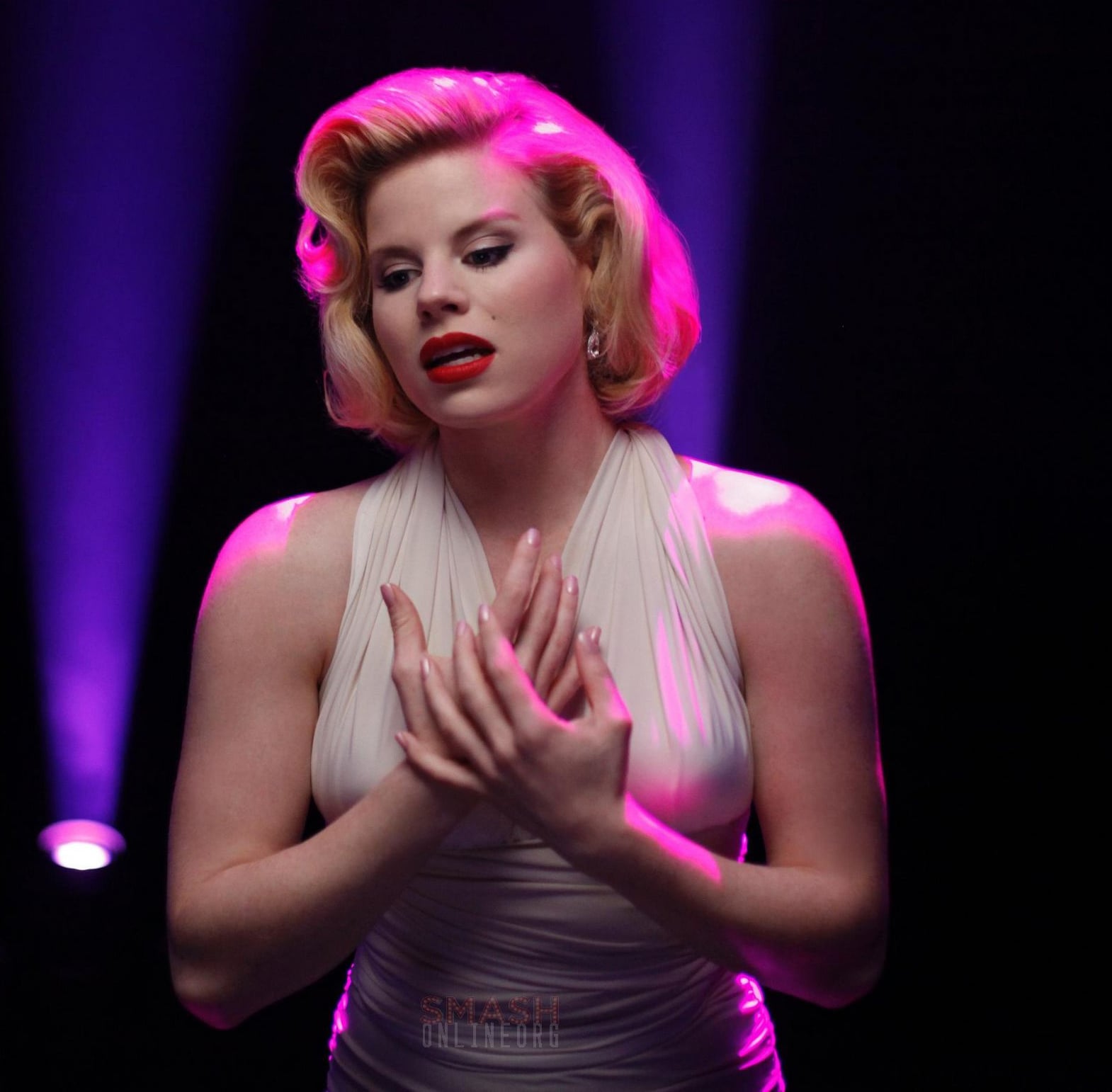 Ivy’s white Marilyn Monroe style dress from Smash