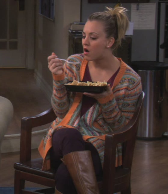 Penny’s orange striped cardigan on The Big Bang Theory