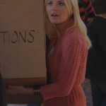 Alex’s orange ribbed cardigan on Happy Endings