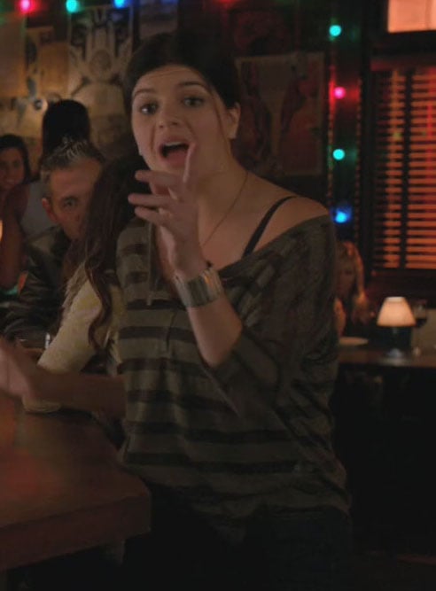Penny’s stripe off shoulder top on Happy Endings